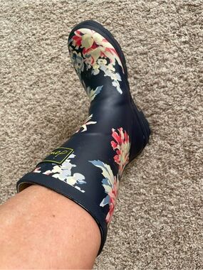 Joules Blue Floral Women's Waterproof Rain Boots